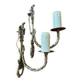 Pair of Empire style bronze wall lights