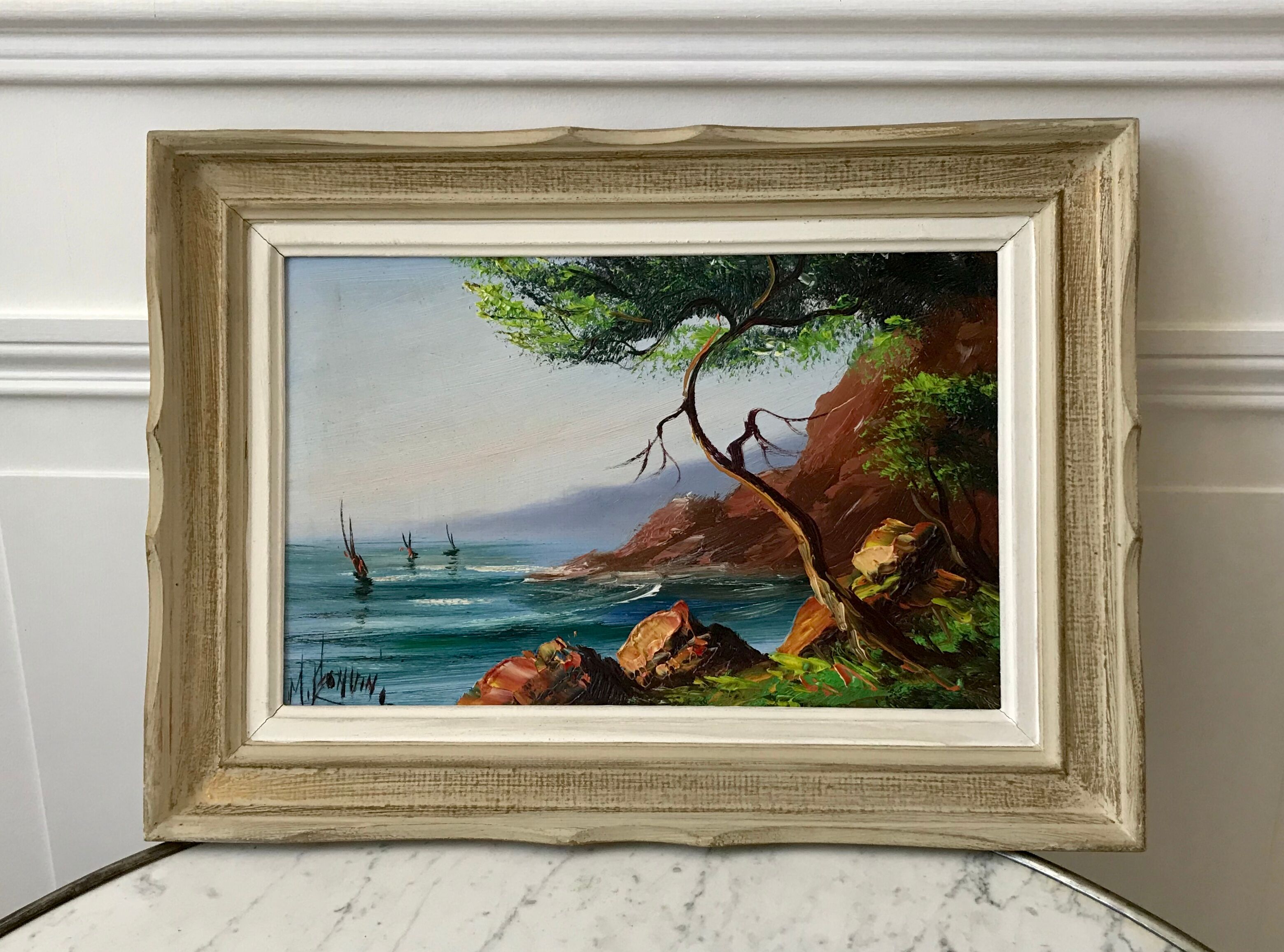 Old landscape painting calanques signed