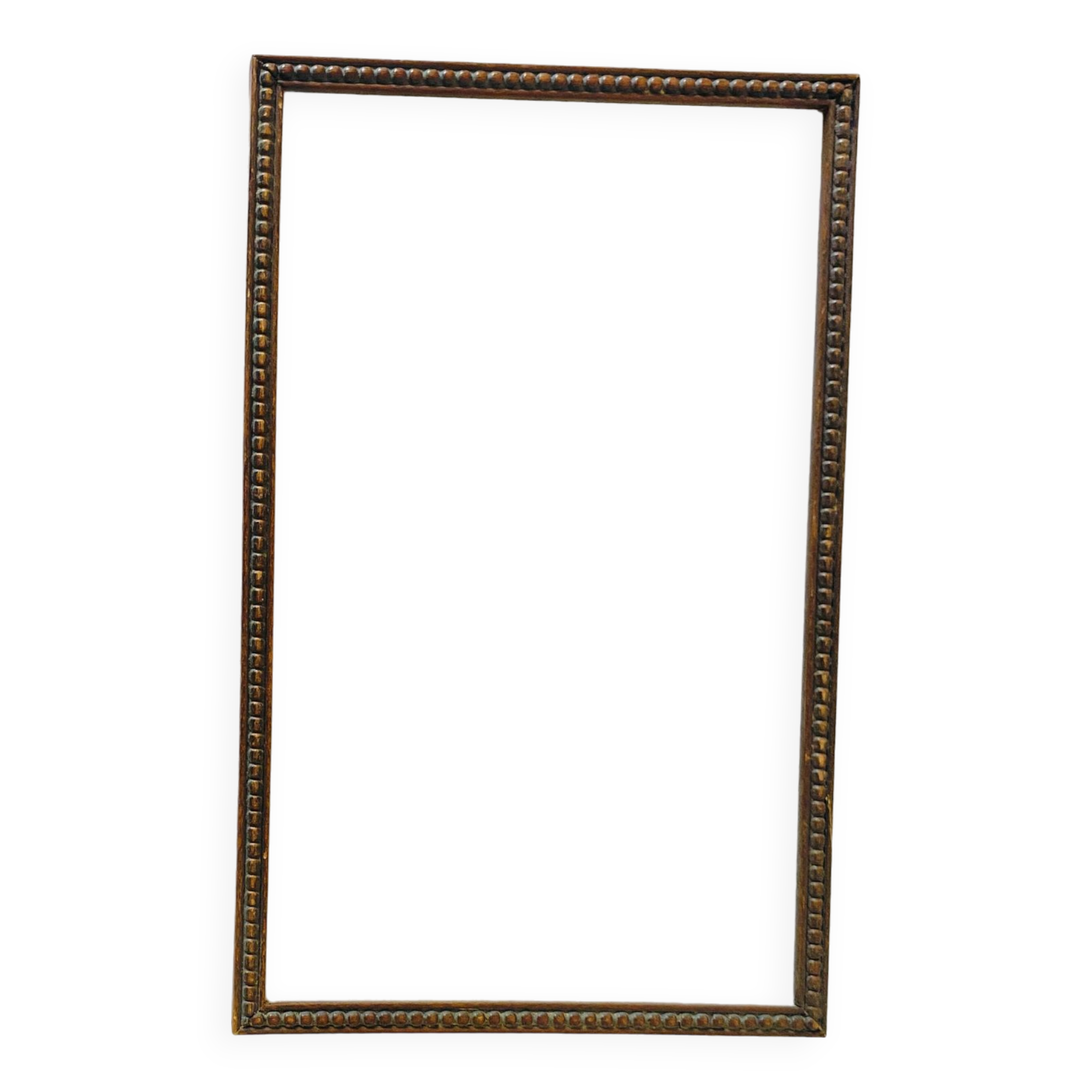 Wooden frame carved in beads, glazed, gray cardboard back and irzft paper