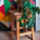 Tabouret d'atelier en pin massif vintage