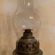 Brass oil lamp and glass