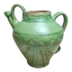 Potiche / cruche en grès vernissé vert – style artisanal vintage
