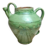 Vase / jug in glazed green stoneware – vintage artisanal style