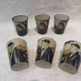 6 Ciboure stoneware liqueur goblets, Vilotte period, 6cl, h 5.8cm