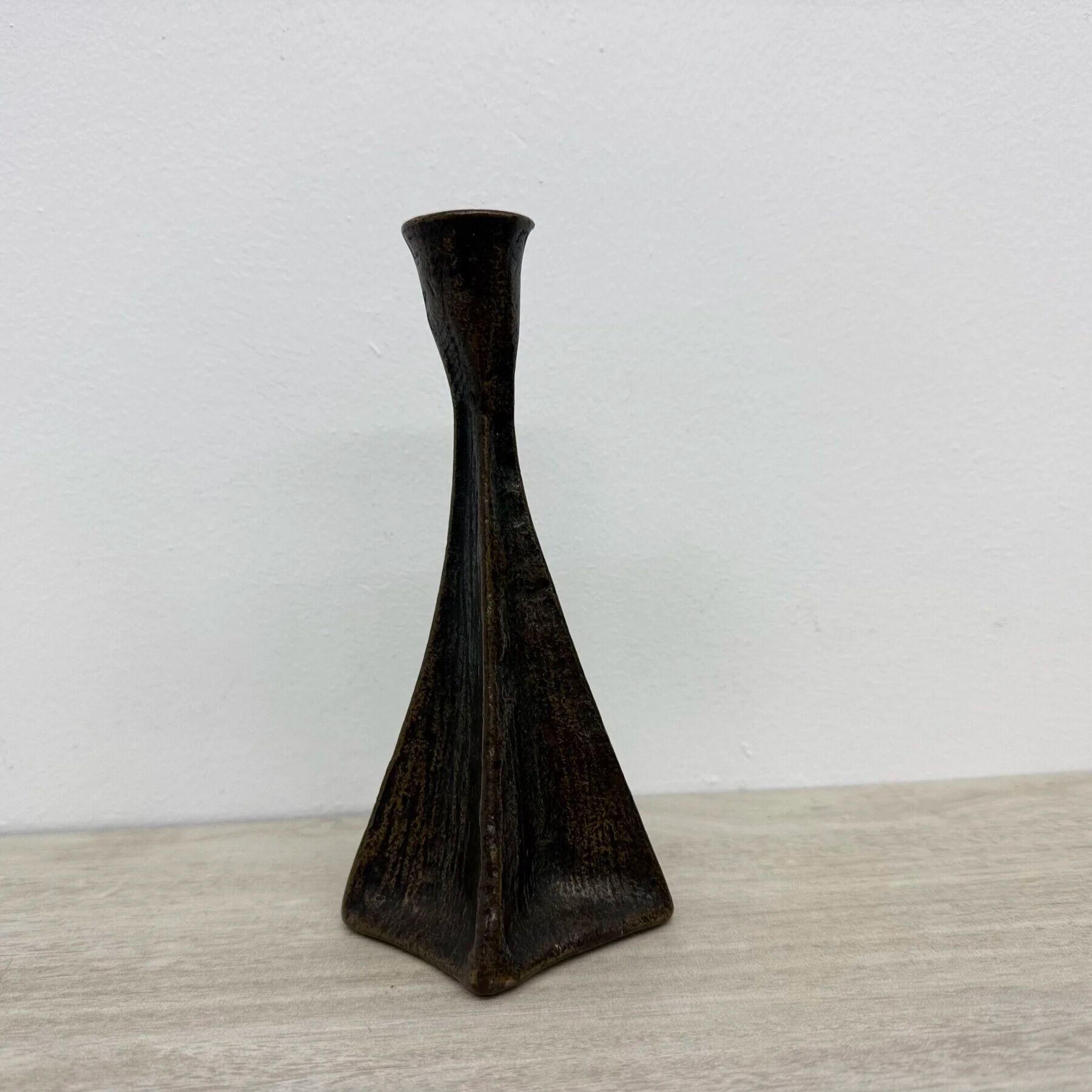 Brutalist bronze candle stick, 1970s