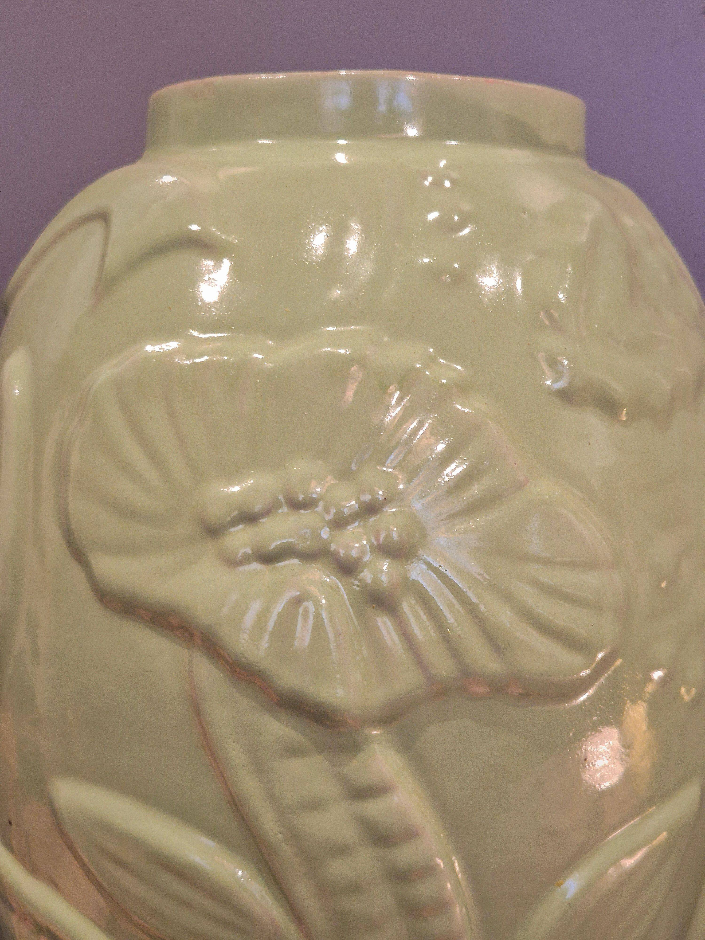 Large vase in celadon/green glazed earthenware, modern Swedish.