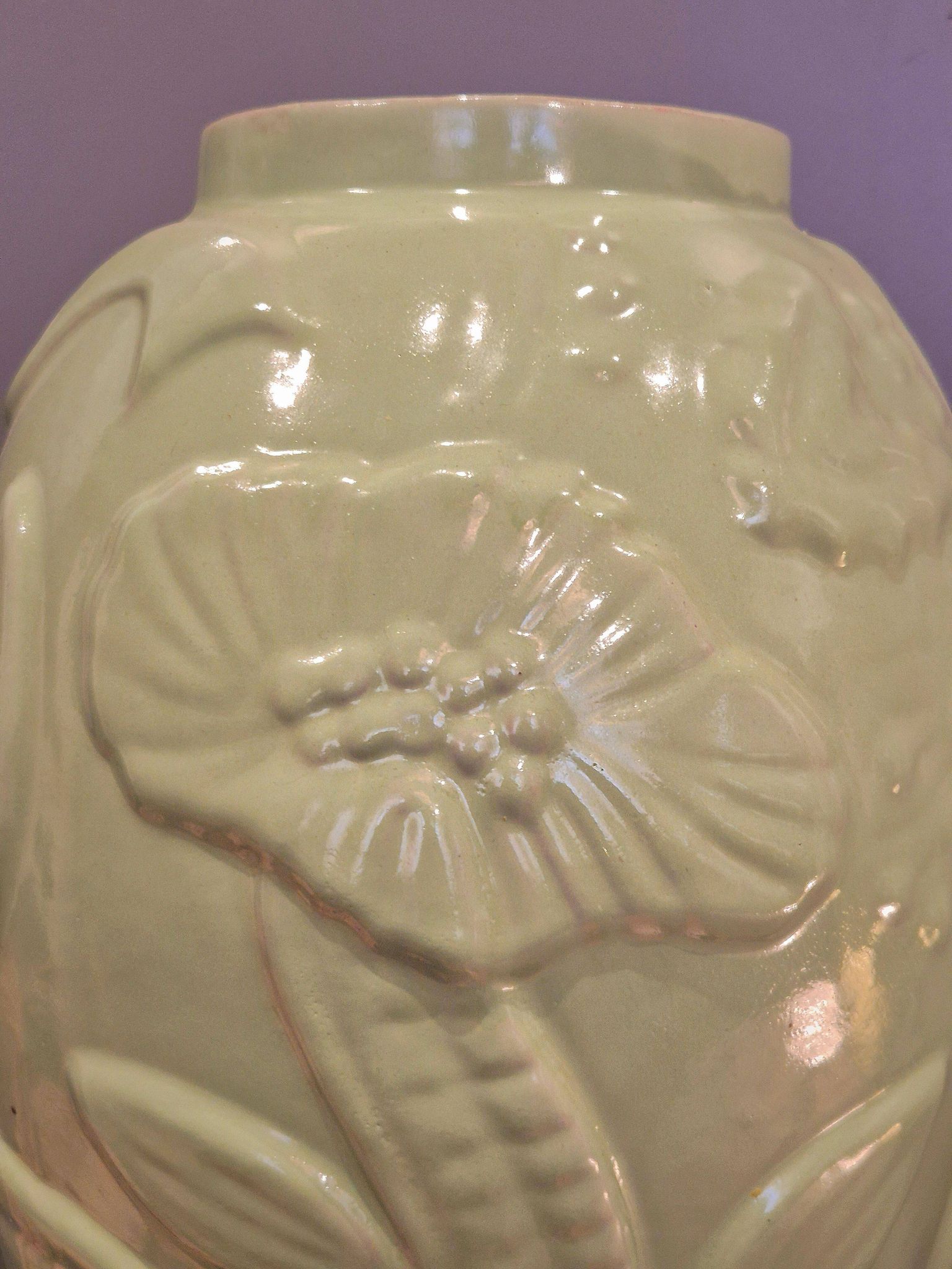 Grand vase en faïence à glaçure céladon/vert, suédois moderne