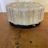 Antique Wall Lamp Ceiling Light Molded Glass + Vintage Black Metal Bracket