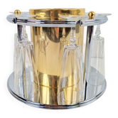 Brass Champagne Cooler with Glass Holder and Crystal flutes by Hans Turnwald for Freddotherm, Germany, 1960s, Set of 7