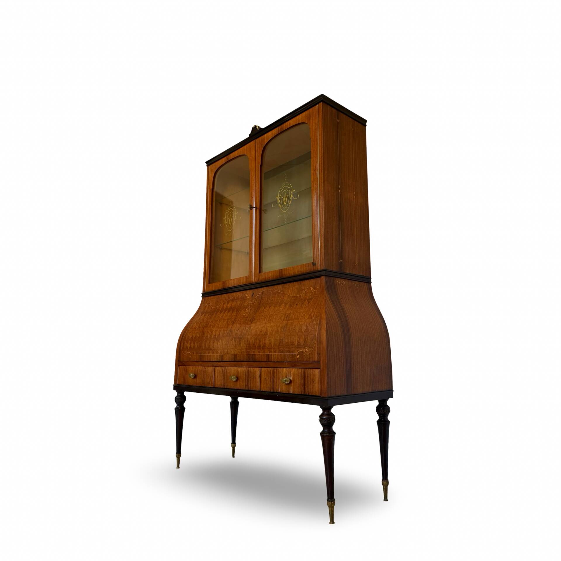 Secretary credenza in marquetry in the Italian Louis XV style from the mid-century, 1960.