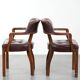 Set of two dark brown cowhide leather Chesterfield dining/side chairs