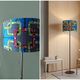 XL lampshade/suspension with printed ethnic graphic wax