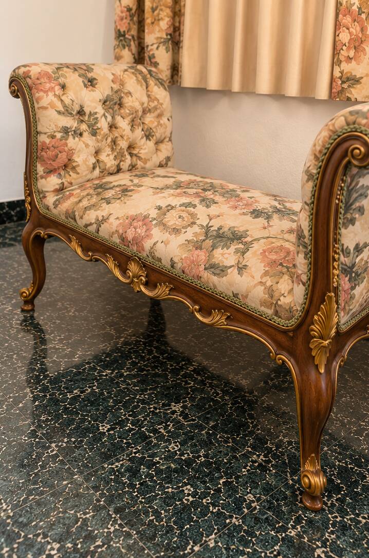 Louis XV style stool in carved wood