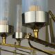 Large mid-century Italian sculptural chandelier in brass and glass, Italy, 1950s
