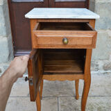 Pair of beds and Art Nouveau bedside in oak, France, circa 1910