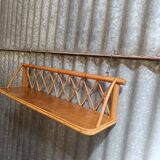 Vintage rattan wicker wall shelf