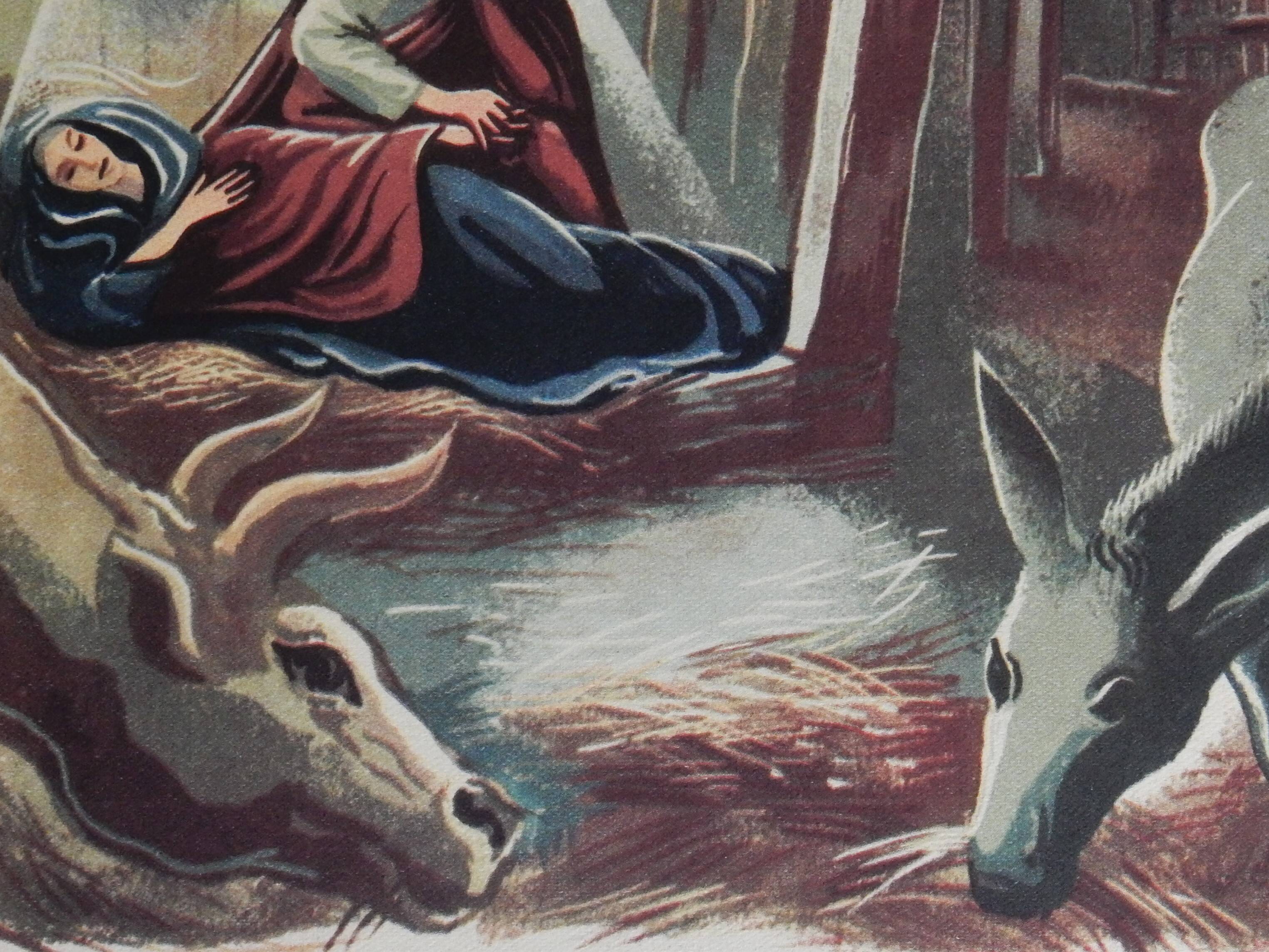 Illustration of the nativity Waiting for the birth of Jesus
