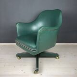 Mid-century green swivel office chair attributed to Umberto Mascagni, Italy, 1950s.