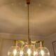 Five-globe brass chandelier by Hans-Agne Jakobsson