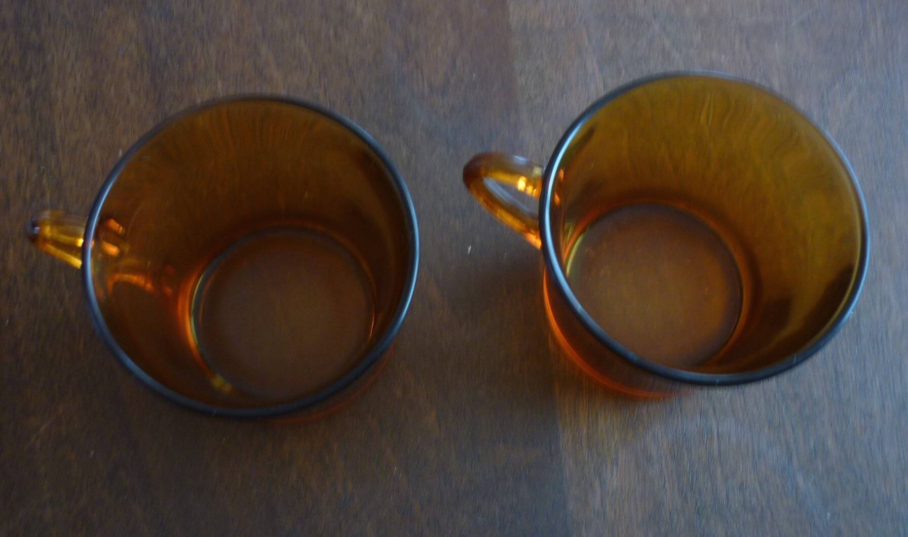 2 tasses Duralex ambrées vintage