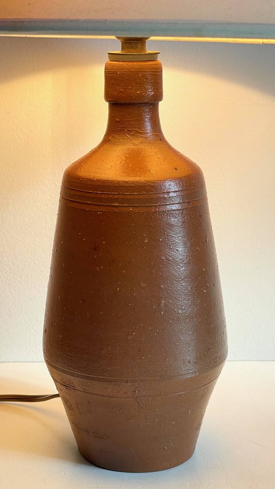 Vintage glazed stoneware lamp from Portugal.