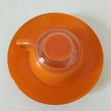 Duralex orange cup and saucer – vintage 70s design