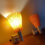 Pair of orange perspex wall lights from the 1950s.