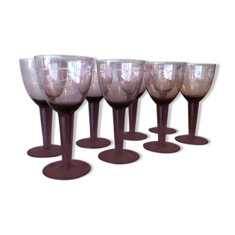 Set of 8 art deco wine glasses
