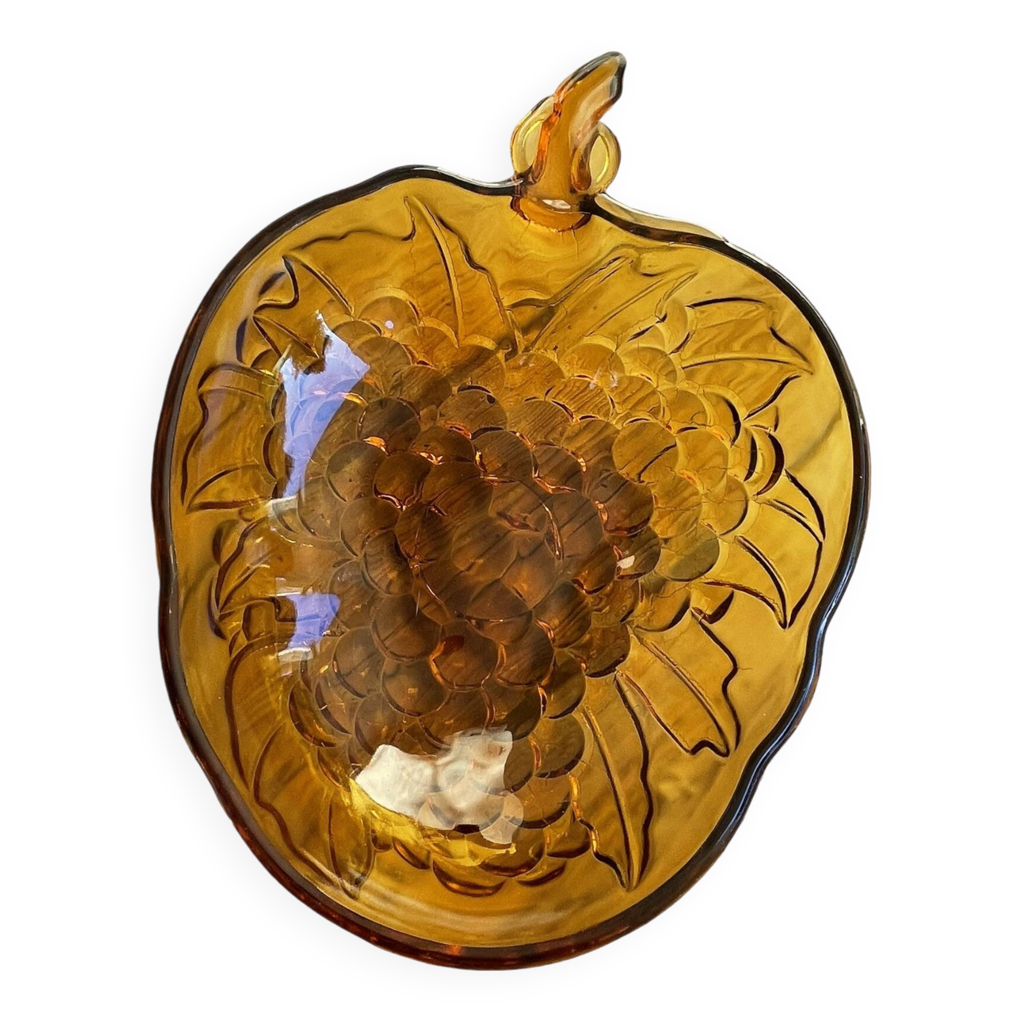 Vintage amber glass fruit bowl