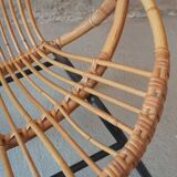 Rattan armchair with metal base from the 1950s