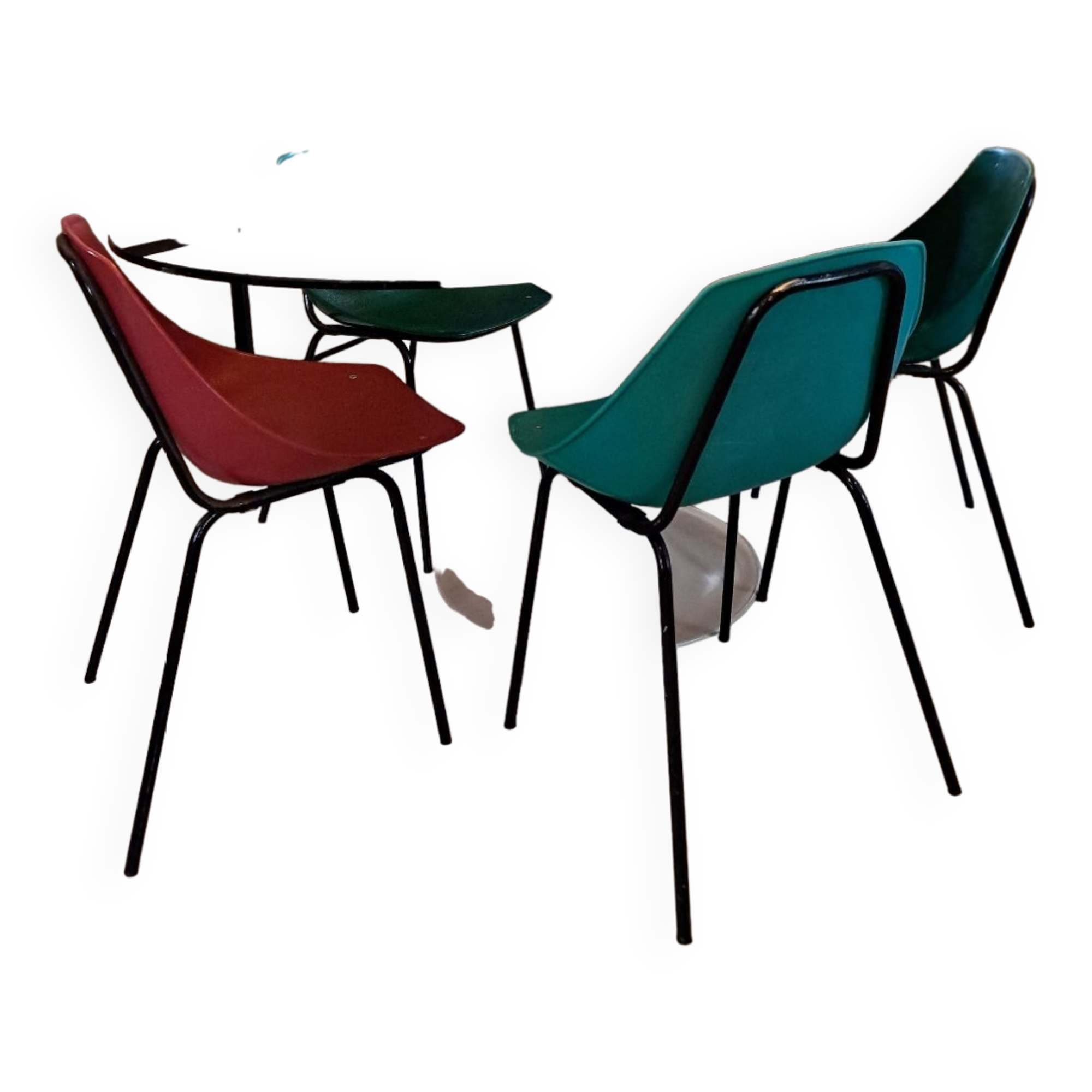 Suite of 5+1 shell chairs Pierre Guariche 1960