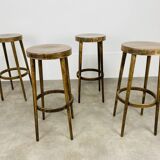 4 bar stools Baumann wood 60s bistro