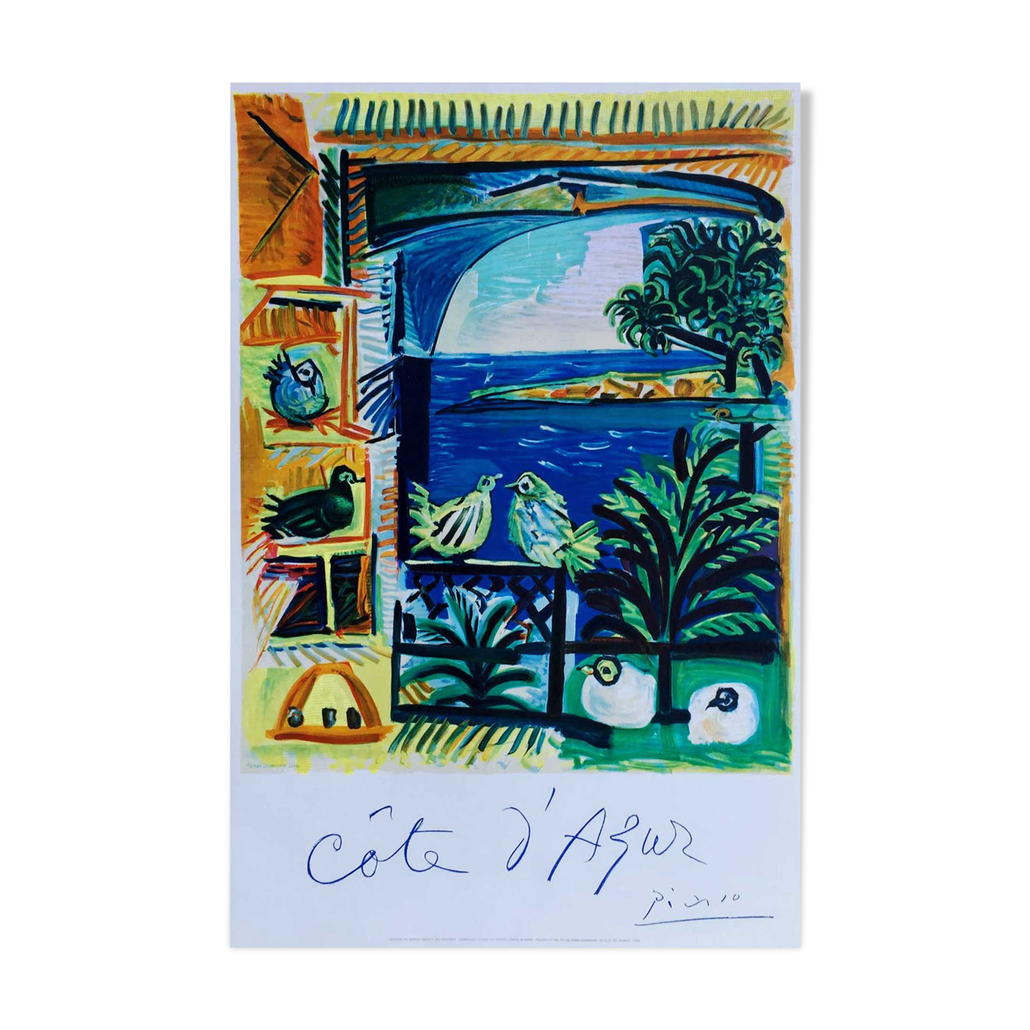 Original travel poster Pablo Picasso Côte d'Azur Mourlot 1962