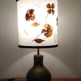 Stoneware standing lamp with dried flowers
