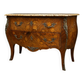 Curved commode in Louis XV style with marquetry.