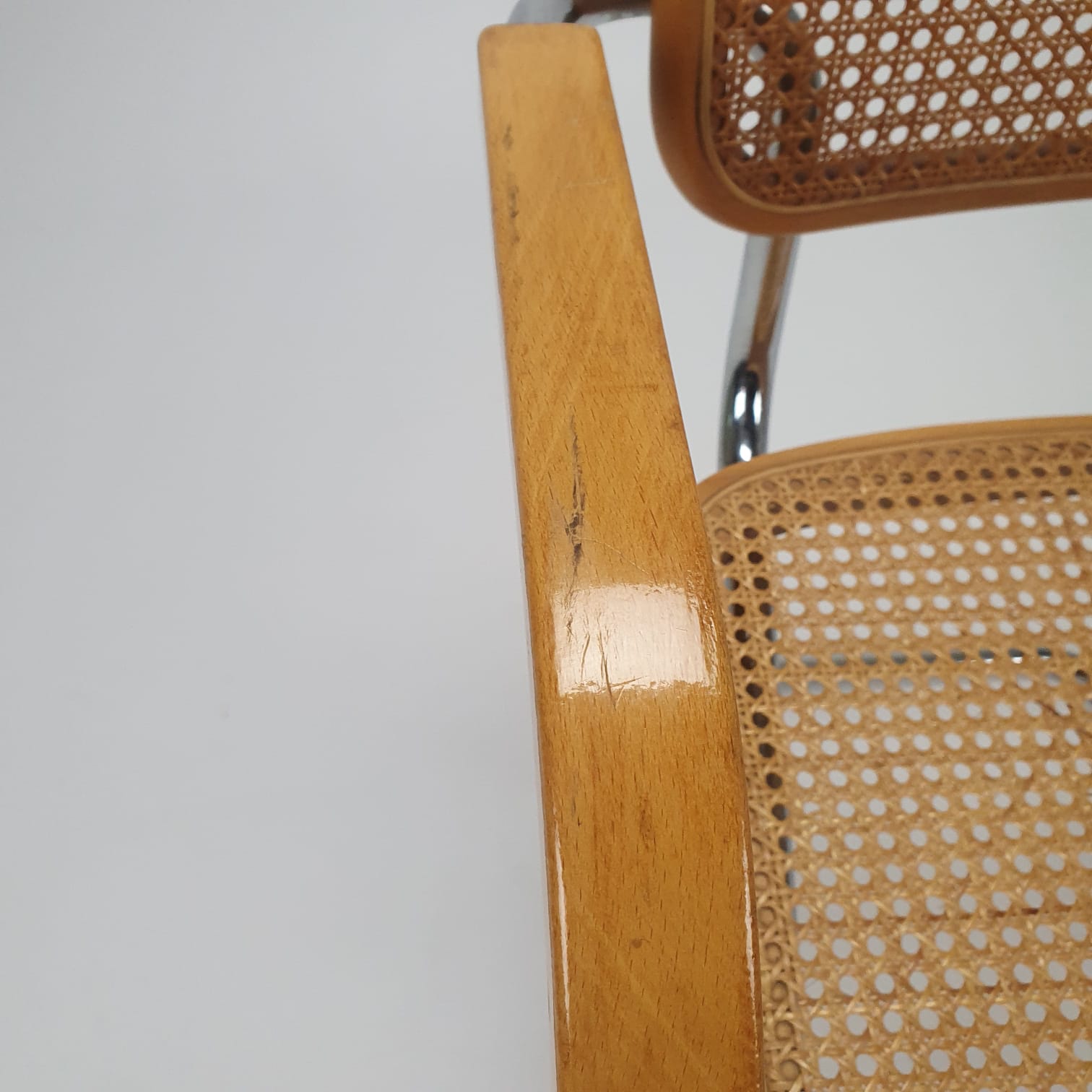 Tubular frame and cane cantilever desk chair Marcel Breuer