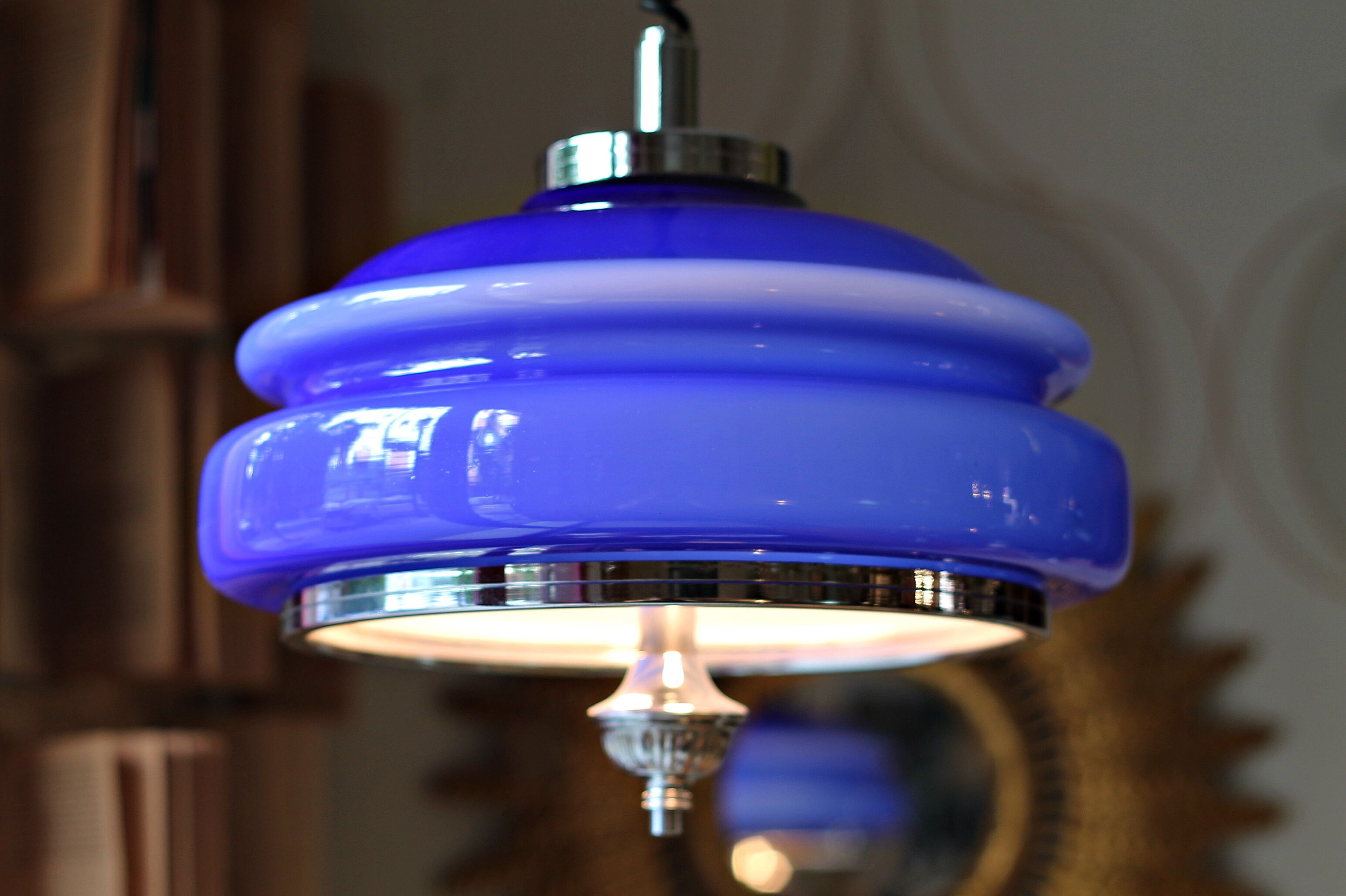 Vintage blue opalina lamp