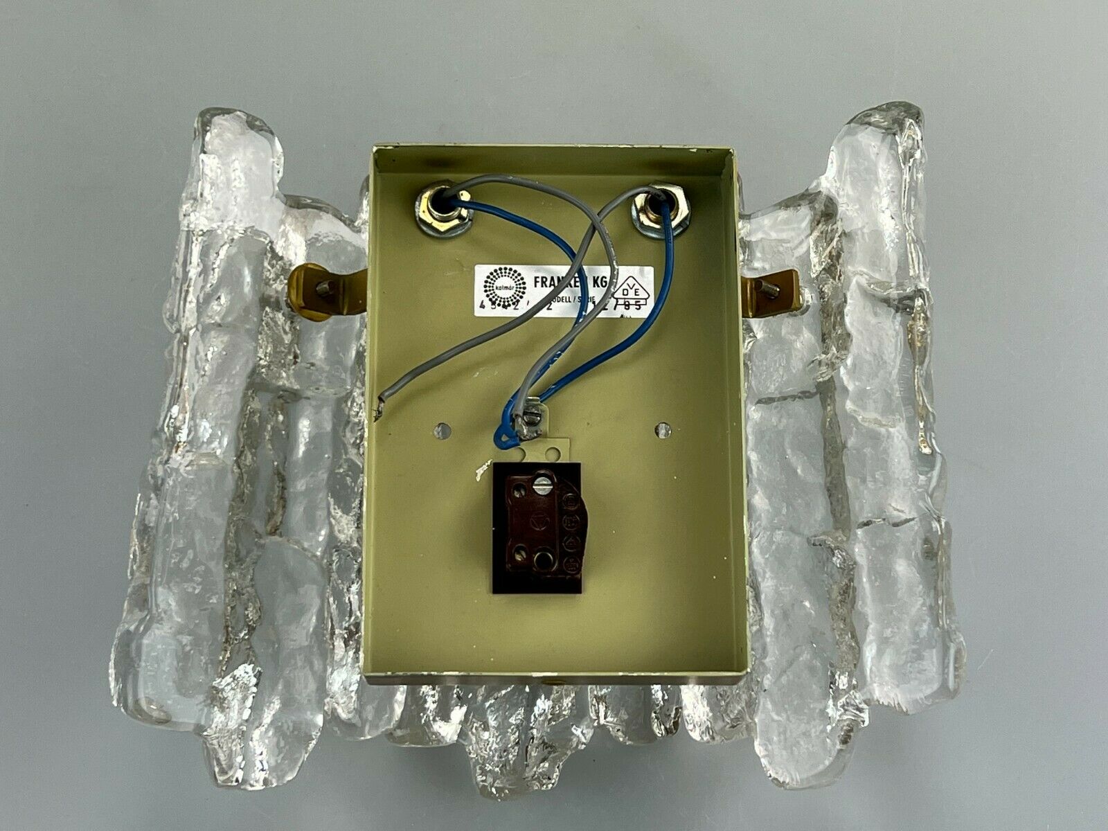 60s 70s lamp light wall lamp Kalmar Franken KG Ice Glass Design 60s