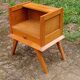 Solid pitch pine bedside table with vintage splayed legs.