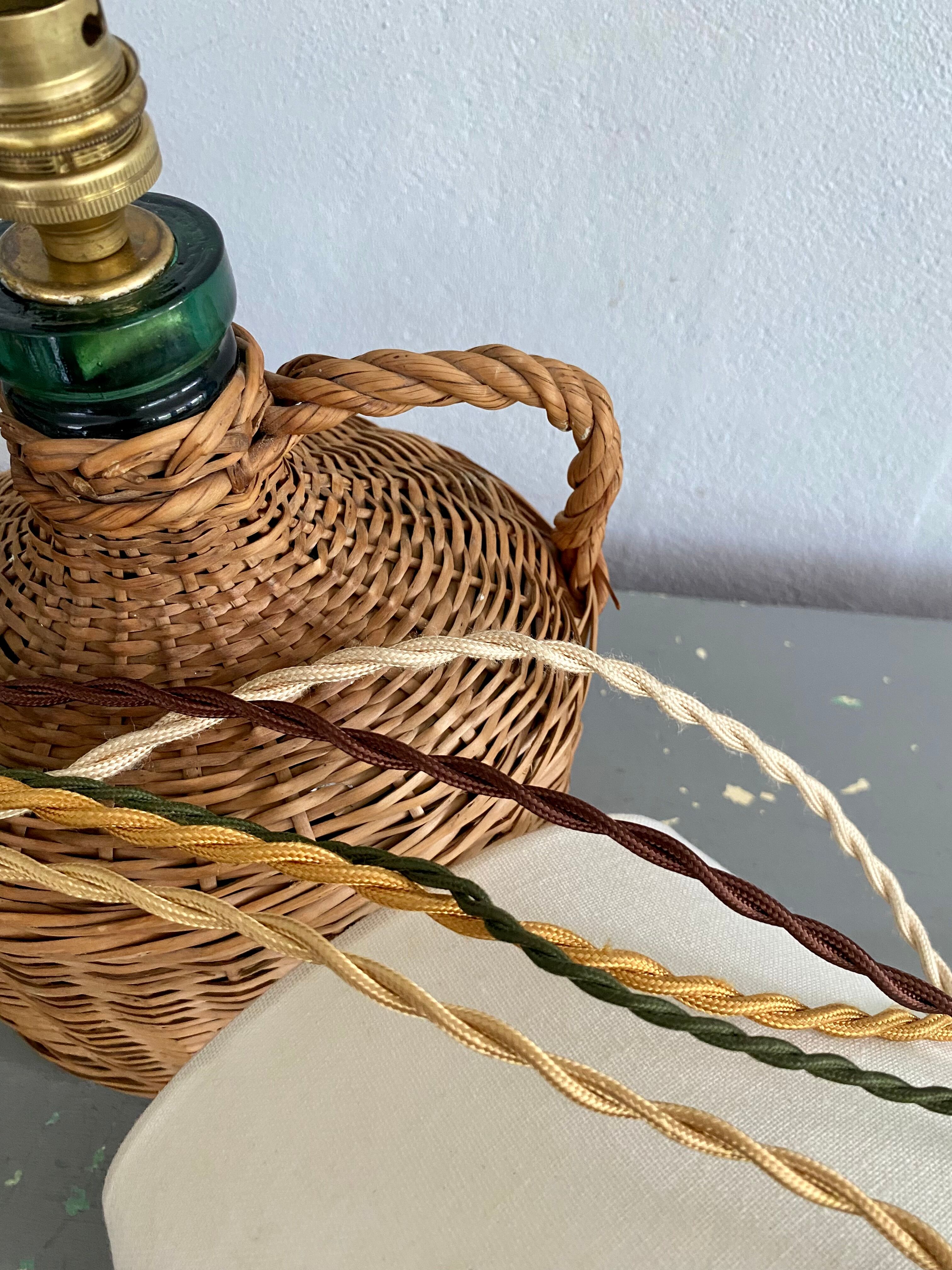 Wicker lamp, lampshade, cable 2 m fabric