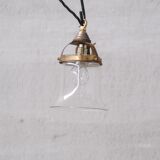 Paire de pendentifs en verre et laiton française du milieu du siècle