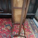 Wooden bench or piano bench with tanned seat