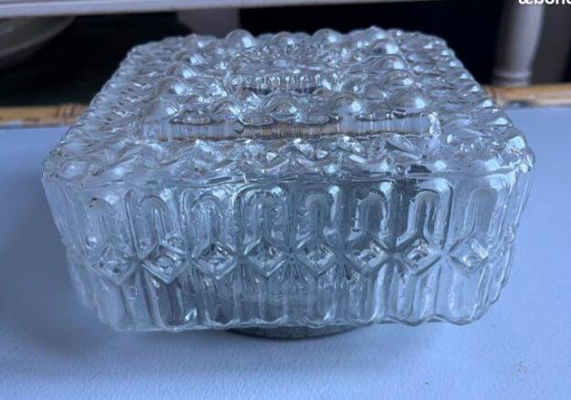Square vintage moulded glass ceiling light fixture.