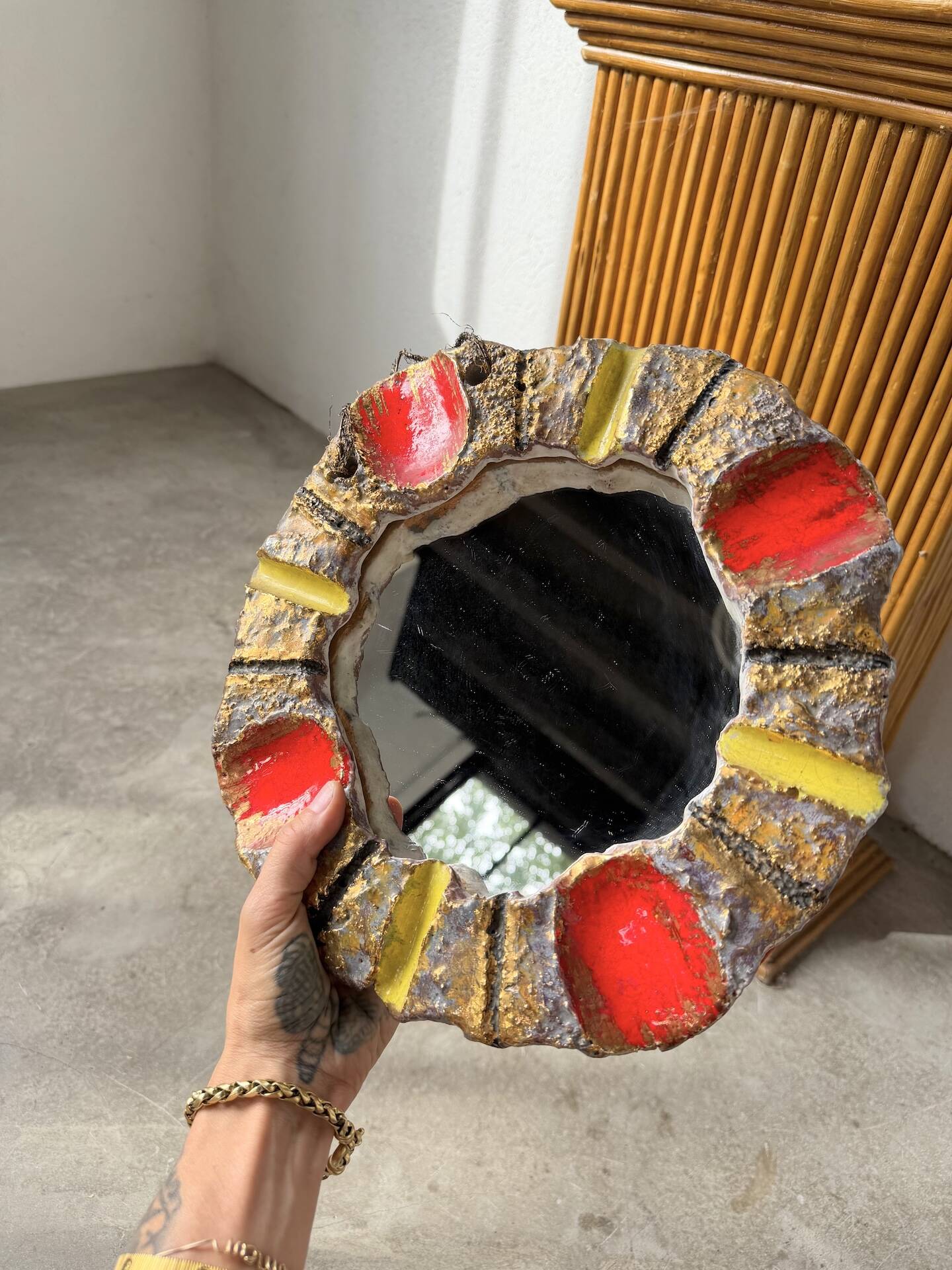 Pair of ceramic mirrors 1950 dlg Mithé
