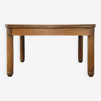 Rectangular dining table in oak and extendable early twentieth century