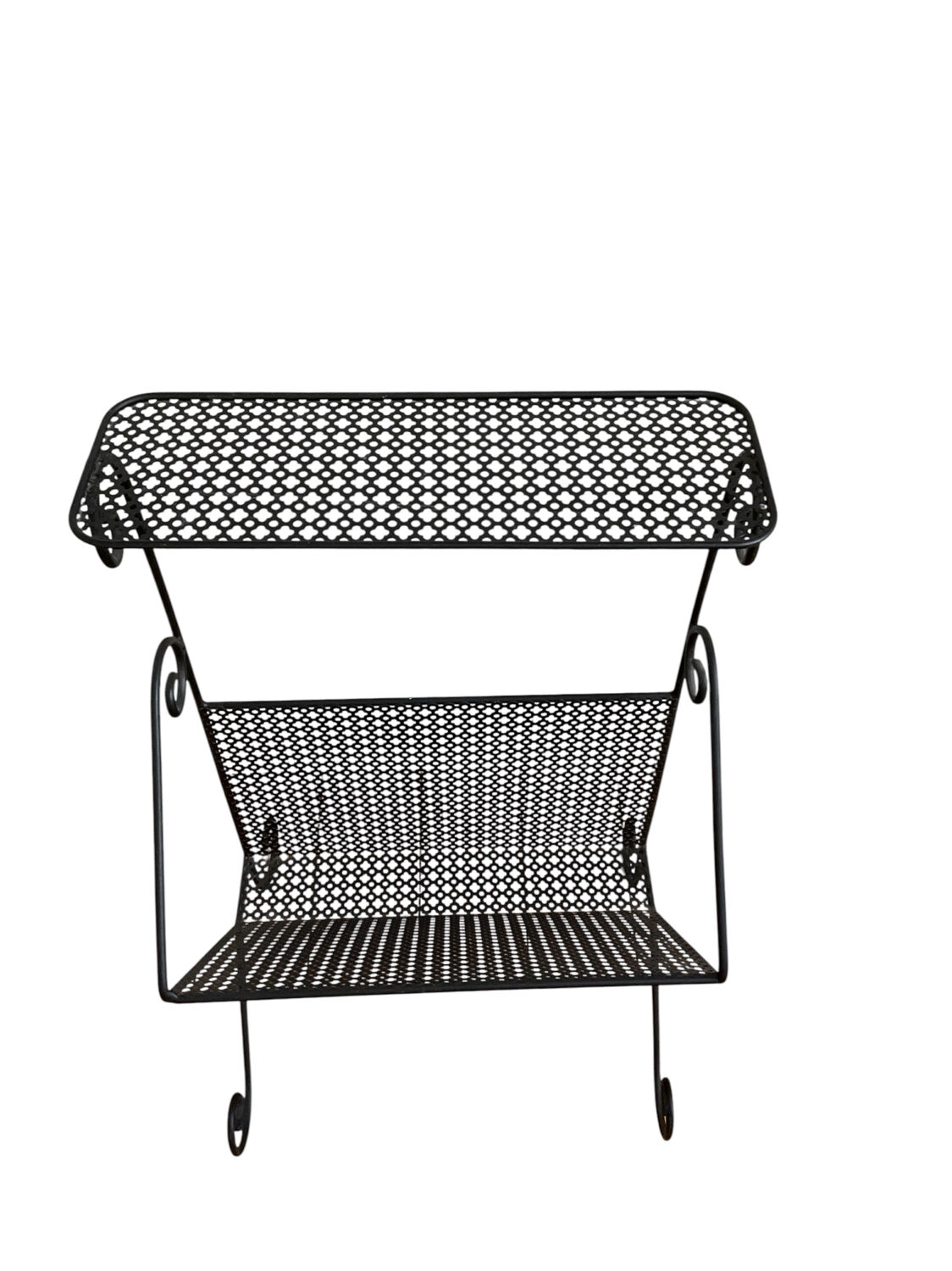 Black metal magazine rack