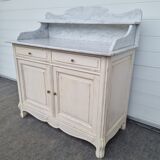Patinated bathroom cabinet with marble 1940s