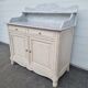 Patinated bathroom cabinet with marble 1940s