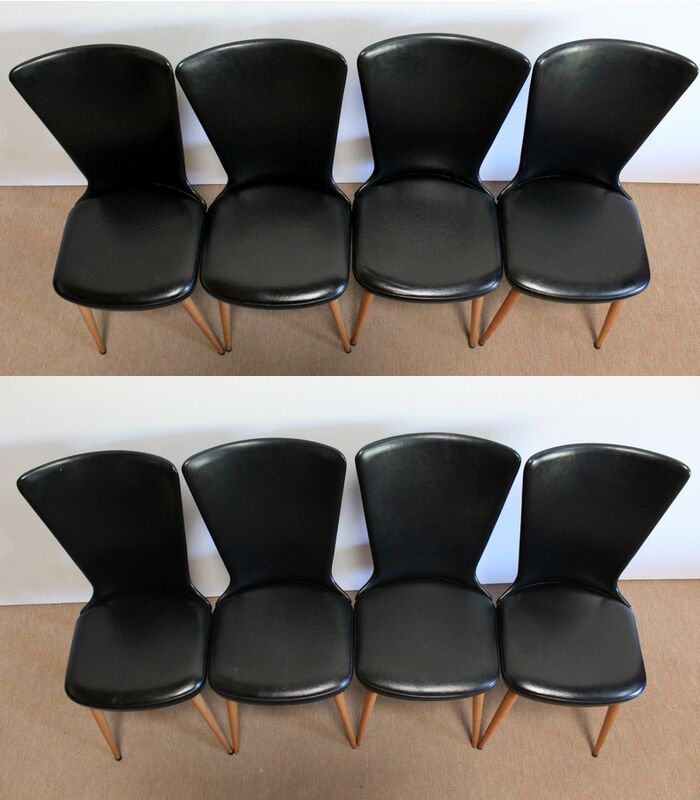 Suite of 8 baumann chairs, "essor" model – 1960s