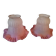 Duo of chandelier tulips or lamp in two-tone opaline